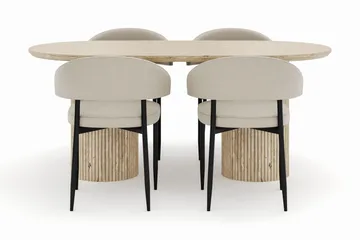 Uppveda Ovalt Spisebord 180x90 cm med 4 Sawako Stoler - Beige - Møbler - Bord - Spisegrupper
