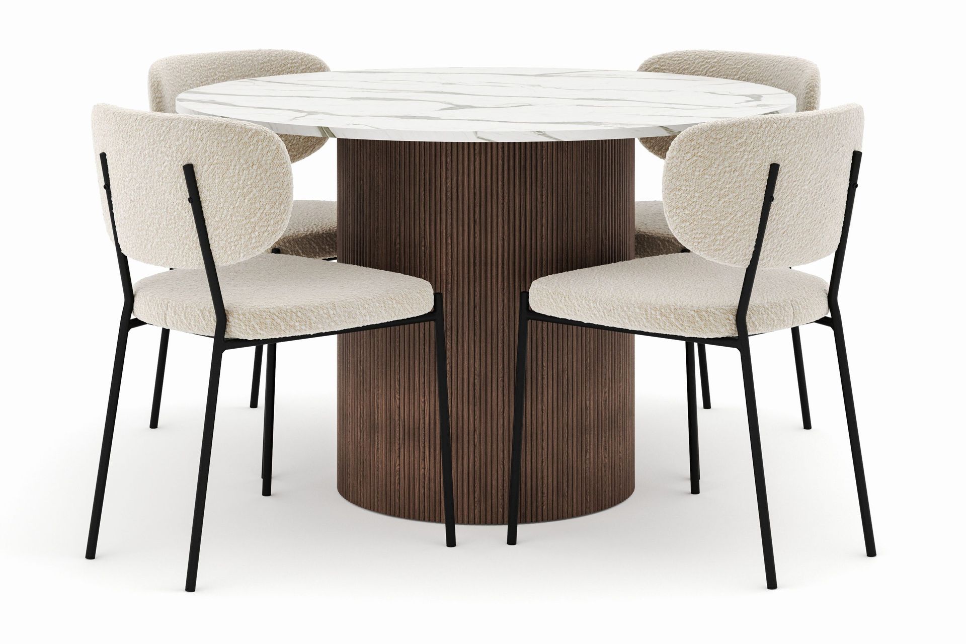 Uppveda Rundt Spisebord 120 cm med 4 Gemmiano Stoler - Brun