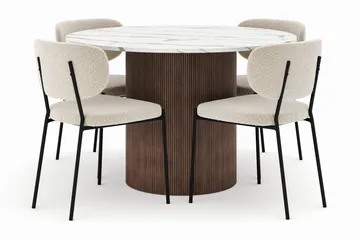 Uppveda Rundt Spisebord 120 cm med 4 Gemmiano Stoler - Brun - Møbler - Bord - Spisegrupper