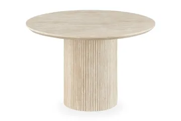 Uppveda Rundt Spisebord 120 cm Travertin med 4 Reciclar Spisestoler - Travertin/Greige - Møbler - Bord - Spisegrupper