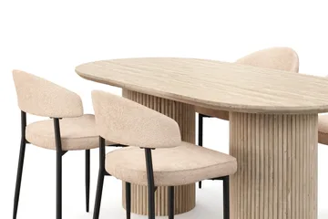 Uppveda Spisebord med travertin-look med 4 stk Jairam Spisestoler - Beige - Møbler - Bord - Spisegrupper