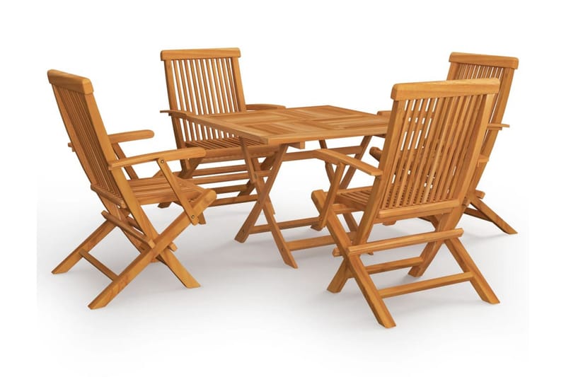 Utendørs spisestue 5 deler heltre teak - Brun - Møbler - Bord - Spisegrupper