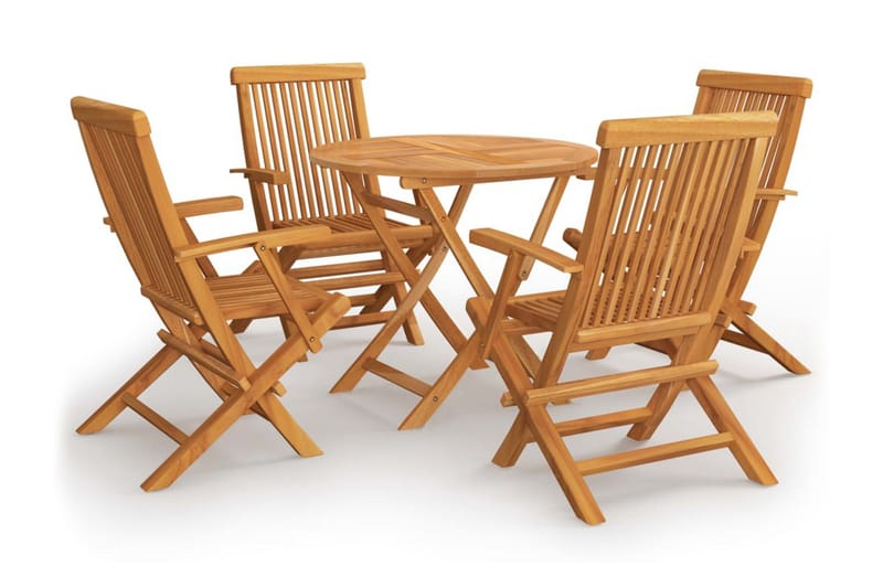Utendørs spisestue 5 deler heltre teak - Brun - Møbler - Bord - Spisegrupper