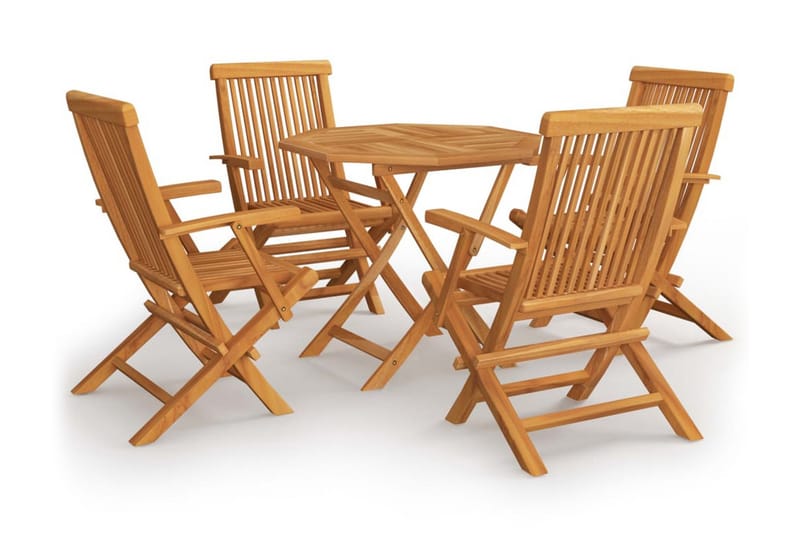 Utendørs spisestue 5 deler heltre teak - Brun - Møbler - Bord - Spisegrupper