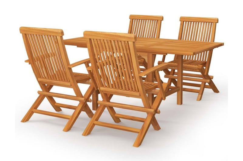 Utendørs spisestue 5 deler heltre teak - Brun - Møbler - Bord - Spisegrupper
