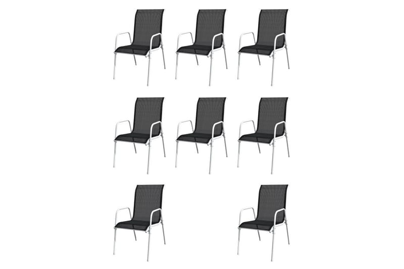 Utendørs spisestue 9 deler stål svart - Glass/Svart/Stål - Møbler - Bord - Spisegrupper