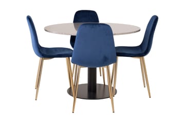 Valera Spisegruppe 106 cm med 4 Valerie Stoler Fløyel - Møbler - Bord - Spisegrupper