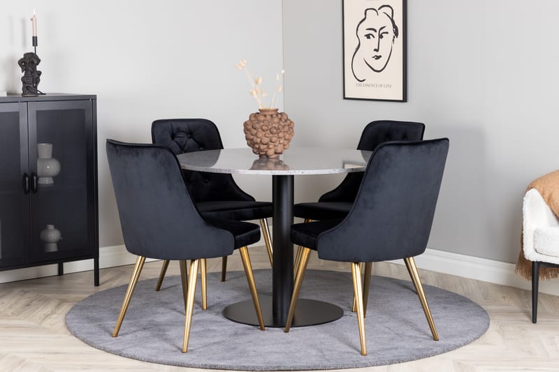 Valera Spisegruppe Rund 106 cm + 4 stk Valerie Spisestoler - Møbler - Bord - Spisegrupper