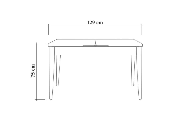 Valsot Forlengningsbar Spisegruppe 129 cm - Hvit/Grå - Spisegrupper