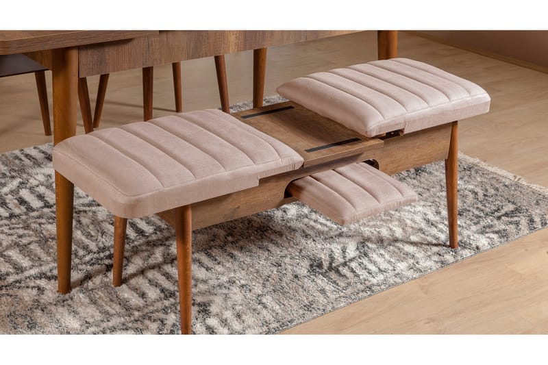 Valsot Forlengningsbar Spisegruppe 129 cm - Hvit/Grå - Møbler - Bord - Spisegrupper