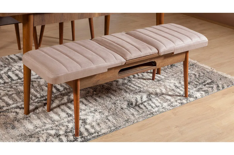 Valsot Forlengningsbar Spisegruppe 129 cm - Hvit/Grå - Møbler - Bord - Spisegrupper