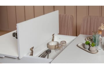 Valsot Forlengningsbar Spisegruppe 129 cm - Hvit/Grå - Møbler - Bord - Spisegrupper