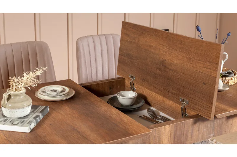 Valsot Forlengningsbar Spisegruppe 129 cm - Hvit/Grå - Møbler - Bord - Spisegrupper