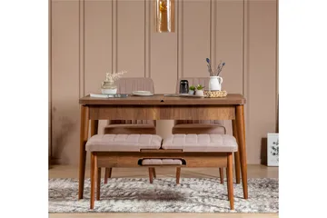 Valsot Forlengningsbar Spisegruppe 129 cm - Hvit/Mørkebrun - Møbler - Bord - Spisegrupper
