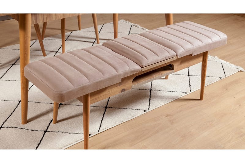 Valsot Forlengningsbar Spisegruppe 129 cm - Natur/Grå/Brun - Møbler - Bord - Spisegrupper