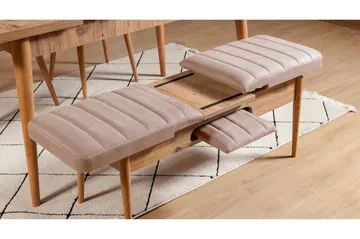 Valsot Forlengningsbar Spisegruppe 129 cm - Natur/Grå/Brun - Møbler - Bord - Spisegrupper