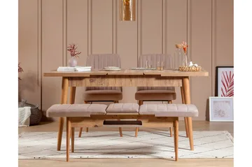Valsot Forlengningsbar Spisegruppe 129 cm - Natur/Grå/Brun - Møbler - Bord - Spisegrupper