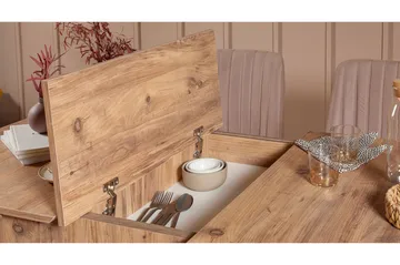 Valsot Forlengningsbar Spisegruppe 129 cm - Natur/Grå/Brun - Møbler - Bord - Spisegrupper