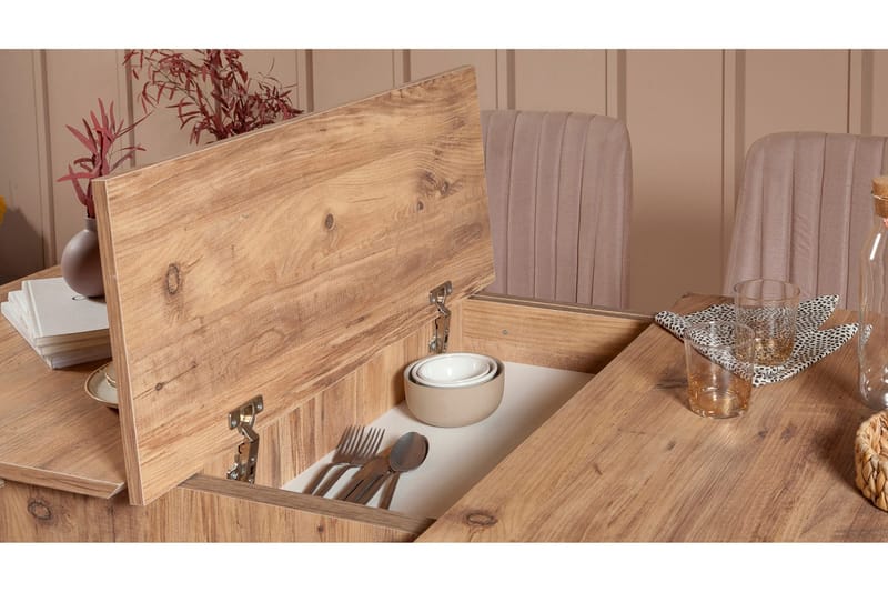 Valsot Forlengningsbar Spisegruppe 129 cm - Natur/Grå/Brun - Møbler - Bord - Spisegrupper