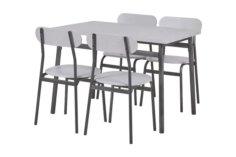 Velden Spisegruppe 110 cm Inkl. 4 Stoler - Grå / Svart - Møbler - Bord - Spisegrupper