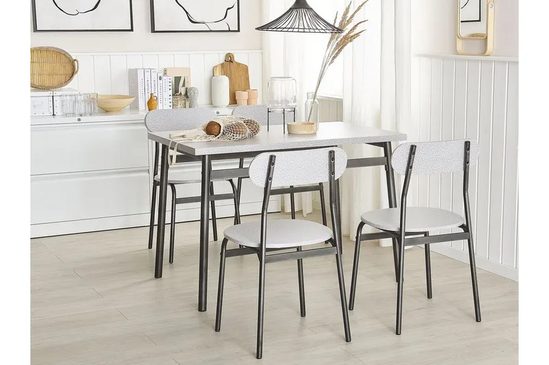 Velden Spisegruppe 110 cm Inkl. 4 Stoler - Grå / Svart - Møbler - Bord - Spisegrupper