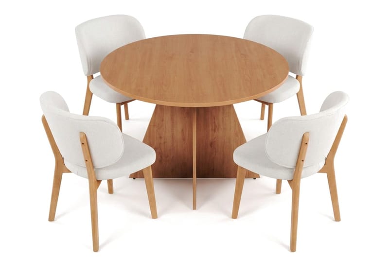Vera Spisegruppe 110 cm rund i Eik med 4 Eira Spisestoler - Eik - Møbler - Bord - Spisegrupper