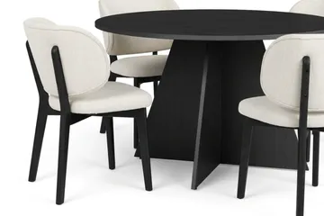 Vera Spisegruppe 110 cm rund i Svart med 4 Eira Spisestoler - Svartbeiset eik - Møbler - Bord - Spisegrupper