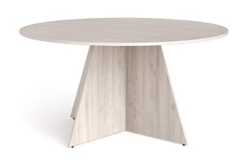 Vera spisegruppe 150 cm rund hvitlasert med 6 Eira spisestoler - Hvitbeiset eik - Møbler - Bord - Spisegrupper