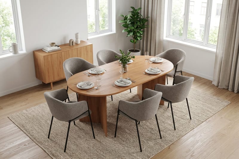 Vera spisegruppe rektangulær 180 cm eik med 6 Filip spisestoler - Eik - Møbler - Bord - Spisegrupper