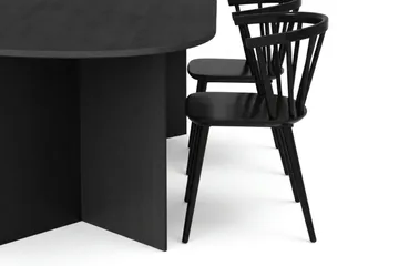 Vera spisegruppe rektangulær 180 cm svart med 6 Tyrö spisestoler - Svart - Møbler - Bord - Spisegrupper