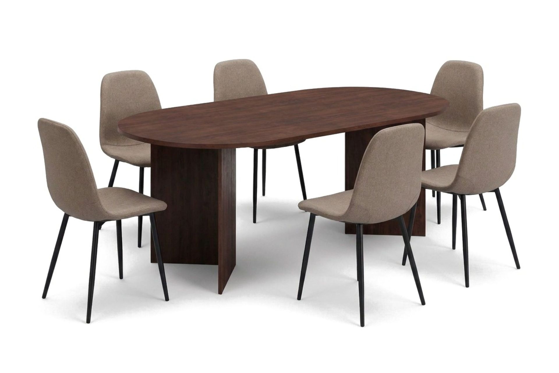 Vera spisegruppe rektangulær 180 cm valnøtt med 6 Nibe spisestoler - Valnøtt