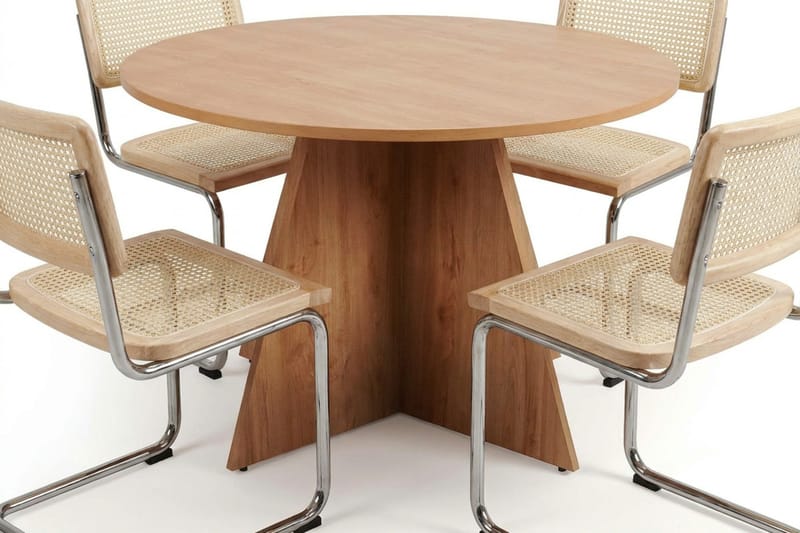 Vera spisegruppe rund 110 cm eik med 4 Build spisestoler - Eik - Møbler - Bord - Spisegrupper