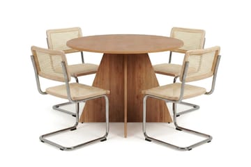 Vera spisegruppe rund 110 cm eik med 4 Build spisestoler - Eik - Møbler - Bord - Spisegrupper