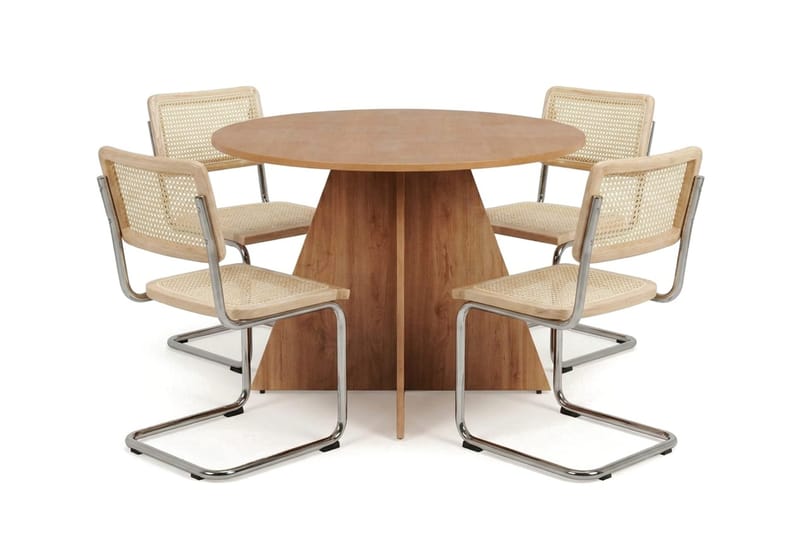 Vera spisegruppe rund 110 cm eik med 4 Build spisestoler - Eik - Møbler - Bord - Spisegrupper