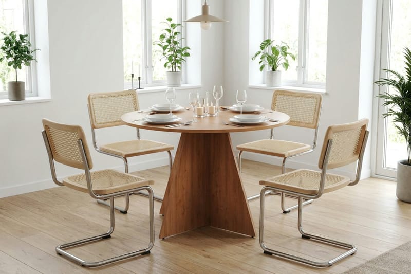 Vera spisegruppe rund 110 cm eik med 4 Build spisestoler - Eik - Møbler - Bord - Spisegrupper