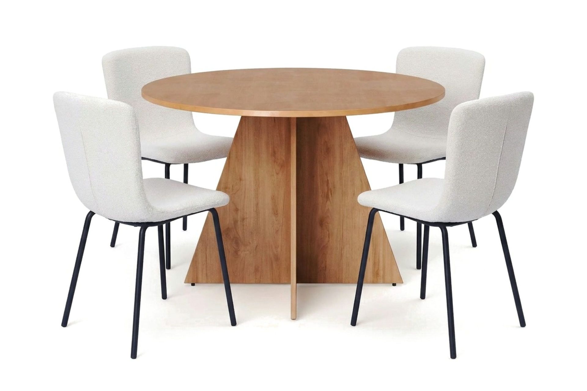 Vera spisegruppe rund 110 cm eik med 4 Katy spisestoler - Eik