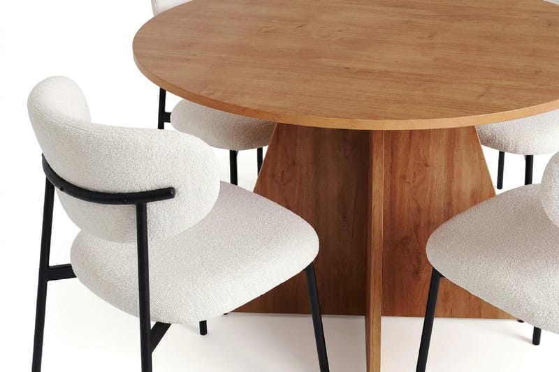 Vera spisegruppe rund 110 cm eik med 4 Lucy spisestoler - Eik - Møbler - Bord - Spisegrupper