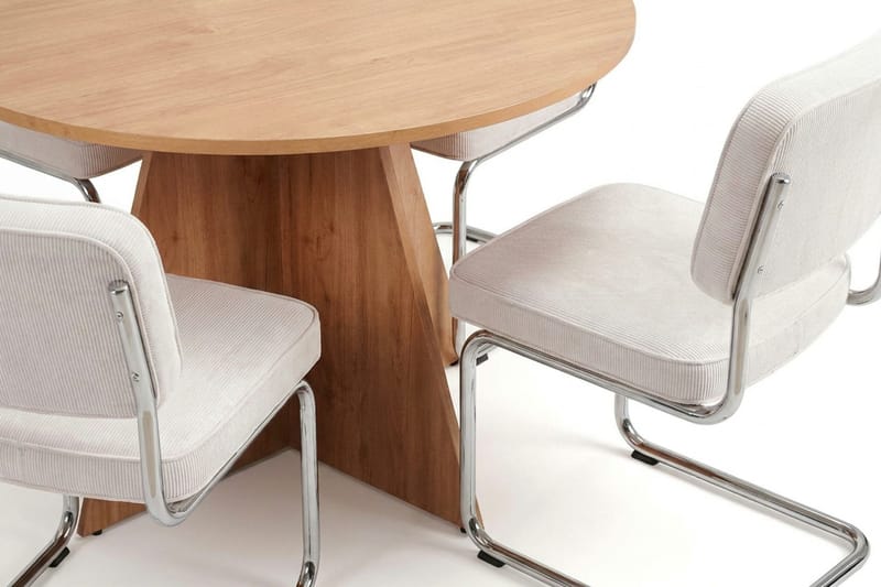 Vera spisegruppe rund 110 cm eik med 4 Milva spisestoler - Eik - Møbler - Bord - Spisegrupper