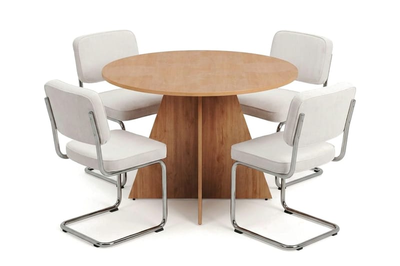 Vera spisegruppe rund 110 cm eik med 4 Milva spisestoler - Eik - Møbler - Bord - Spisegrupper