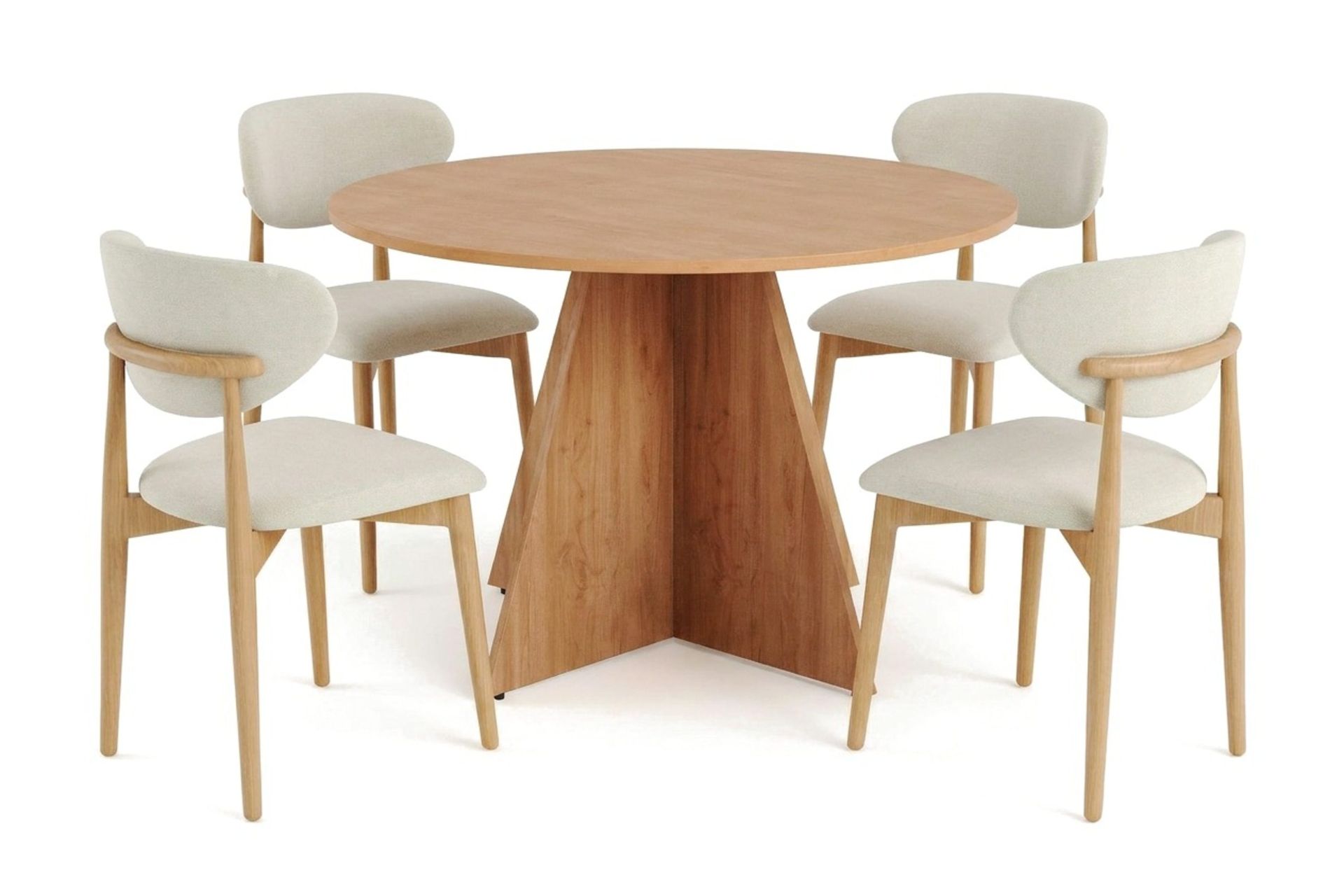 Vera spisegruppe rund 110 cm eik med 4 Molly spisestoler - Eik
