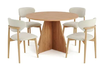 Vera spisegruppe rund 110 cm eik med 4 Molly spisestoler