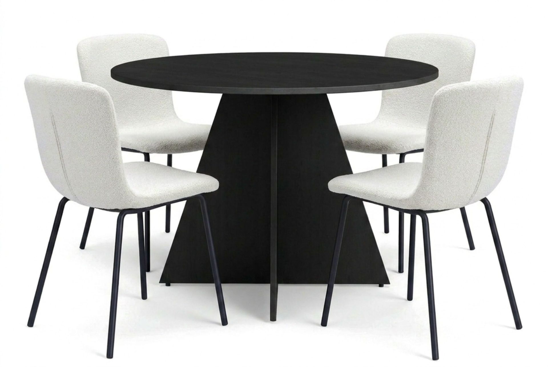 Vera spisegruppe rund 110 cm svart med 4 Katy spisestoler - Svart