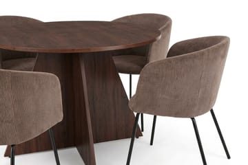 Vera spisegruppe rund 110 cm valnøtt med 4 Berit spisestoler - Valnøtt - Møbler - Bord - Spisegrupper