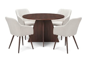 Vera spisegruppe rund 110 cm valnøtt med 4 Filippa spisestoler - Valnøtt - Møbler - Bord - Spisegrupper
