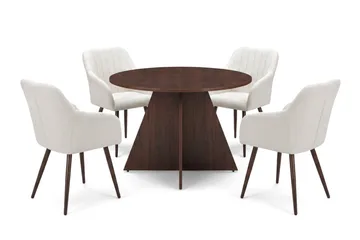 Vera spisegruppe rund 110 cm valnøtt med 4 Filippa spisestoler - Valnøtt - Møbler - Bord - Spisegrupper