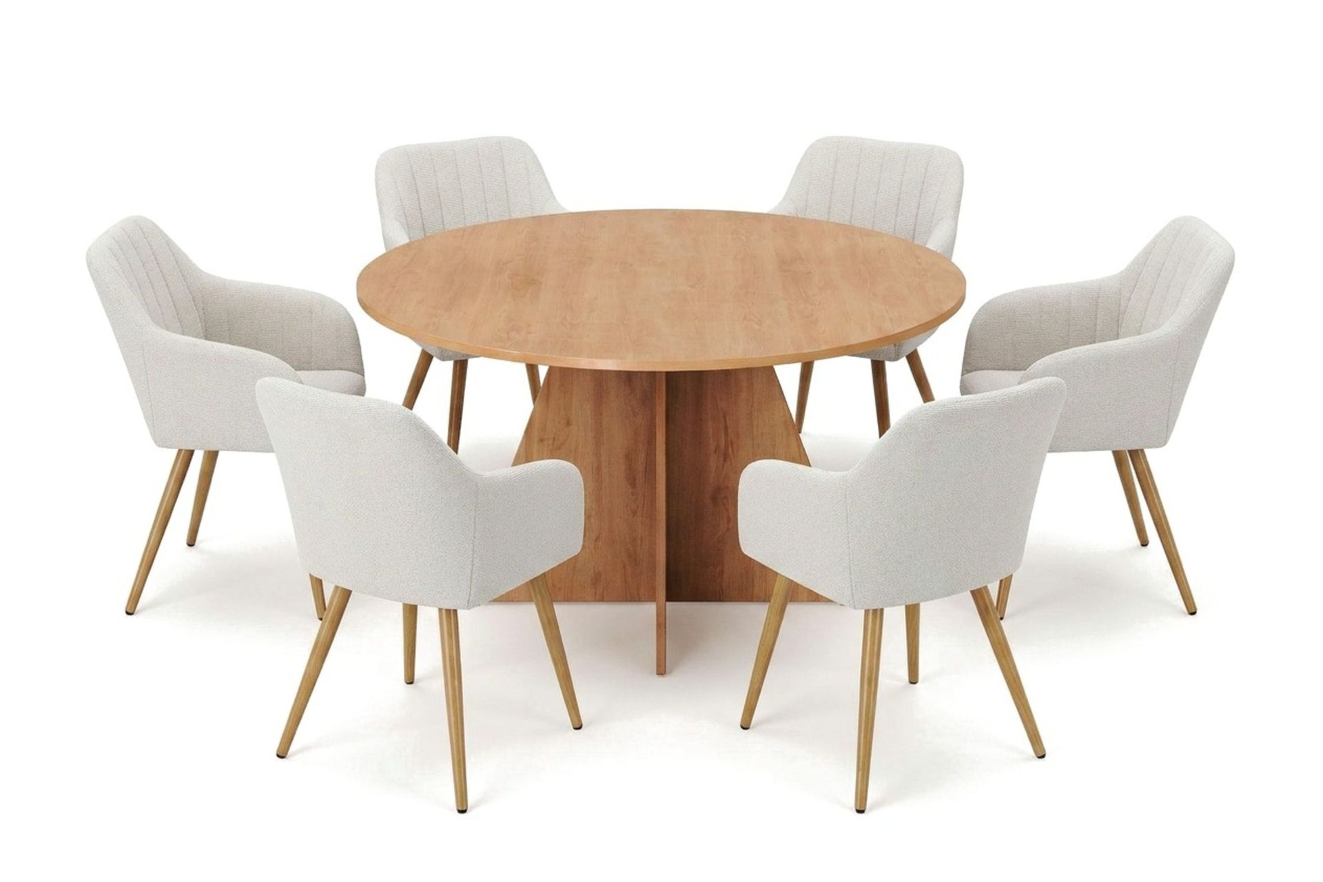 Vera spisegruppe rund 130 cm eik med 6 Filippa spisestoler - Eik