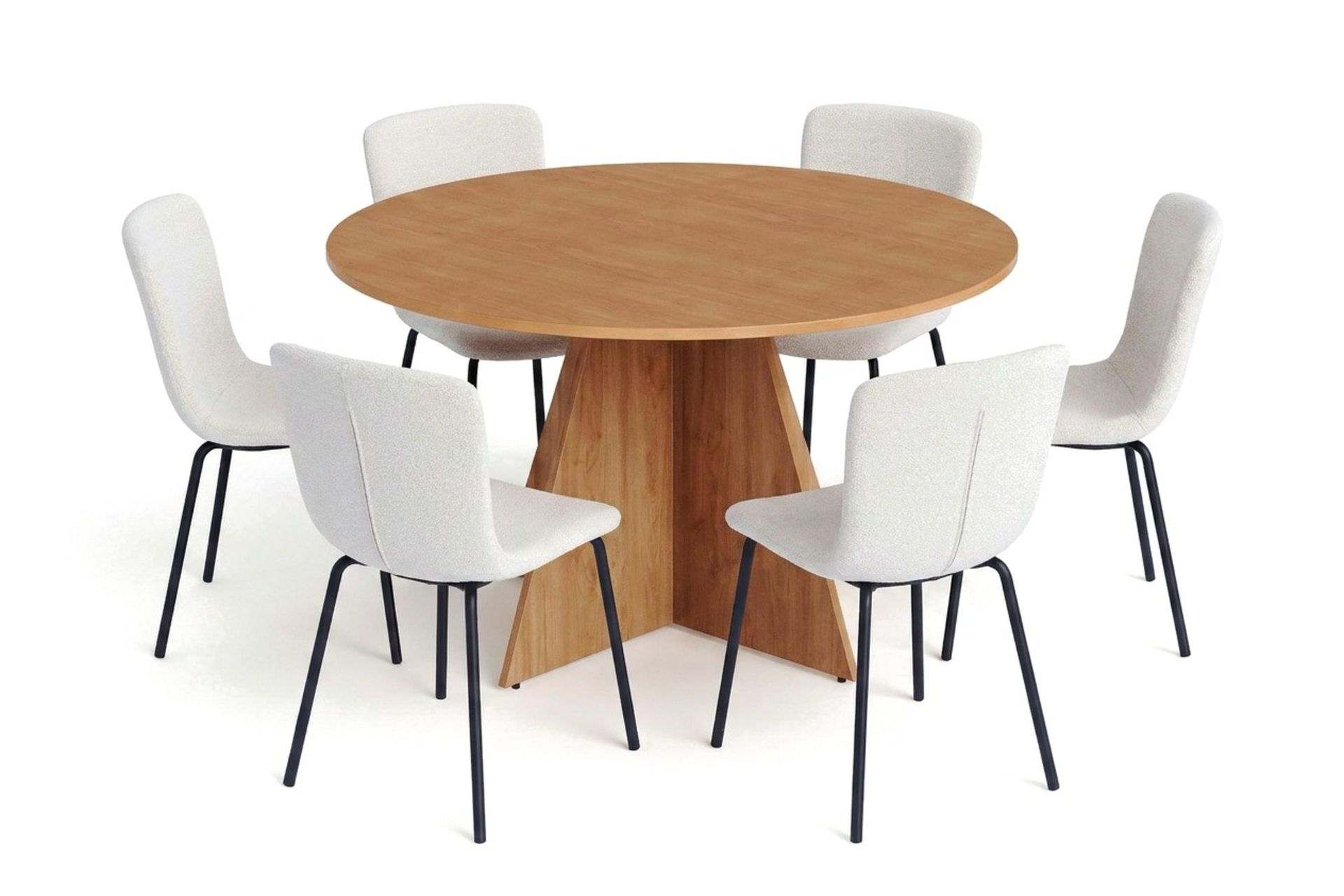 Vera spisegruppe rund 130 cm eik med 6 Katy spisestoler - Eik