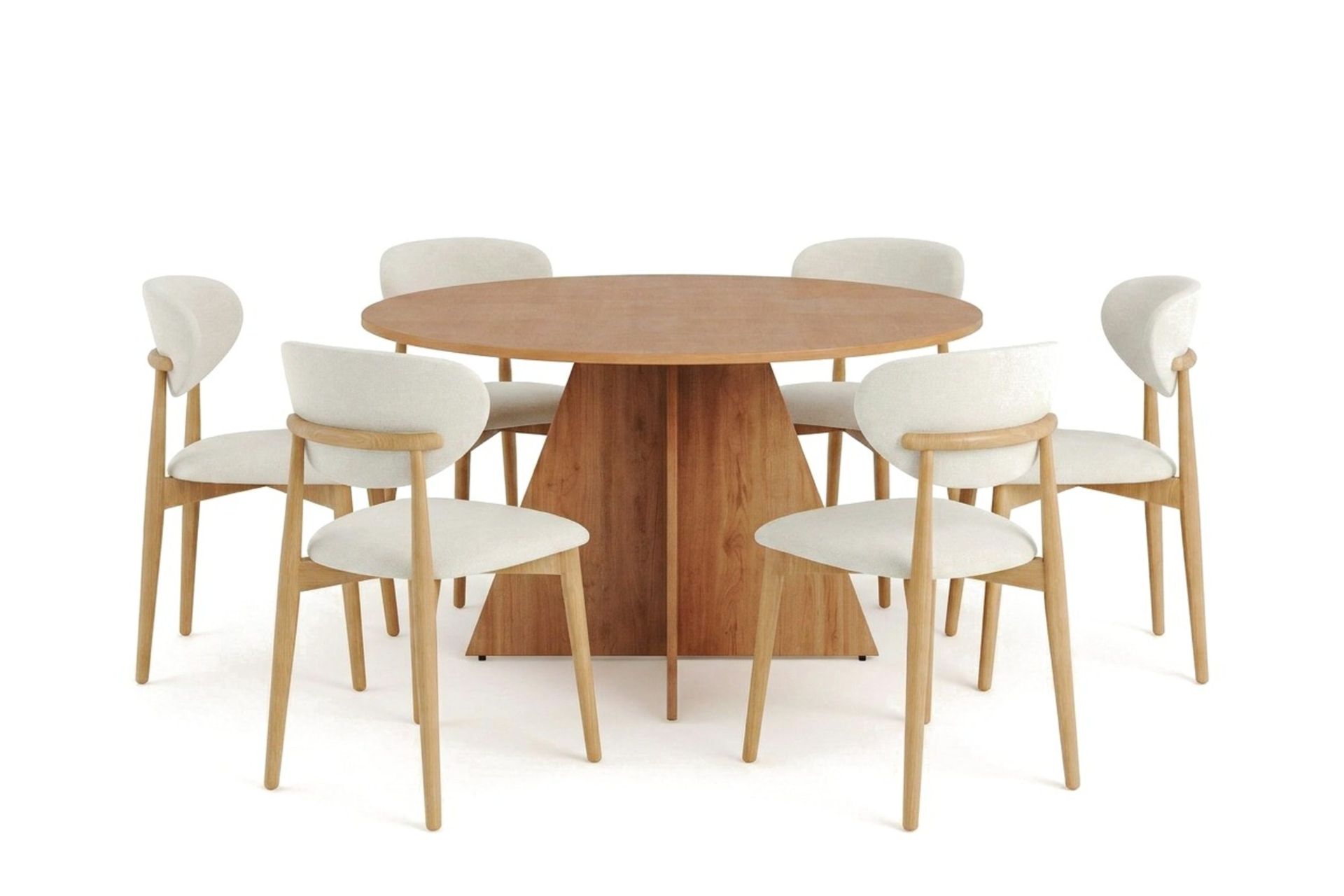 Vera spisegruppe rund 130 cm eik med 6 Molly spisestoler - Eik