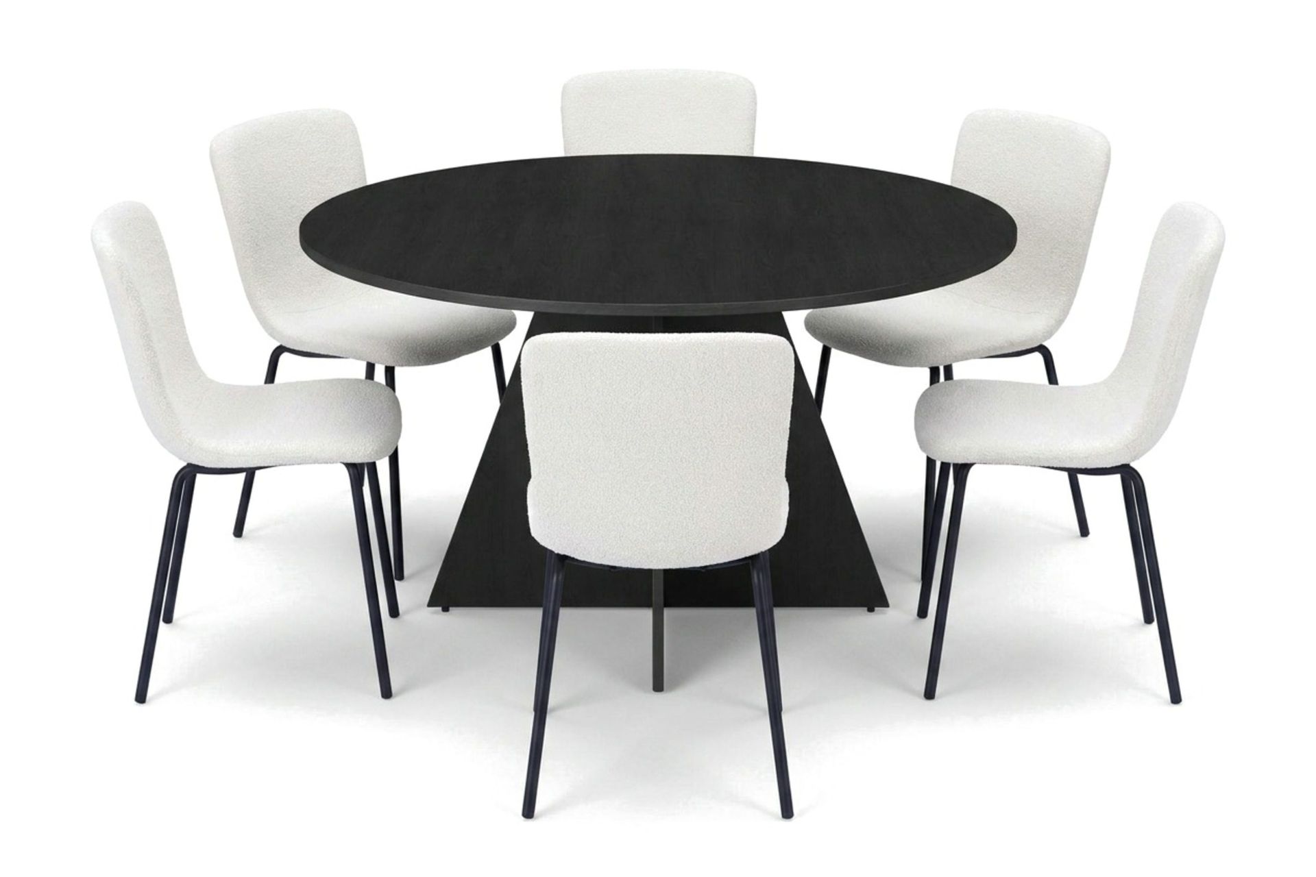Vera spisegruppe rund 130 cm svart med 6 Katy spisestoler - Svart