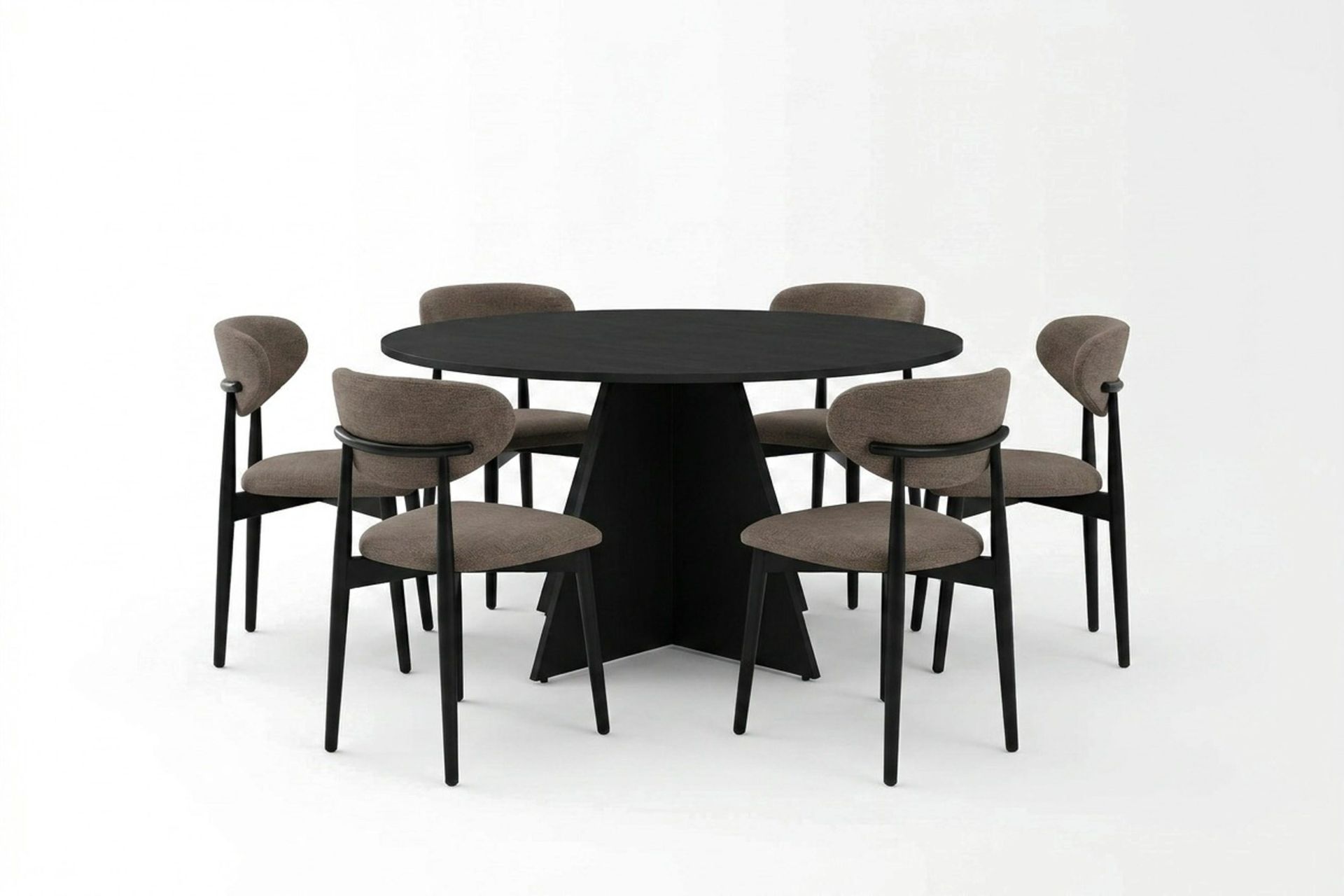Vera spisegruppe rund 130 cm svart med 6 Molly spisestoler - Svart